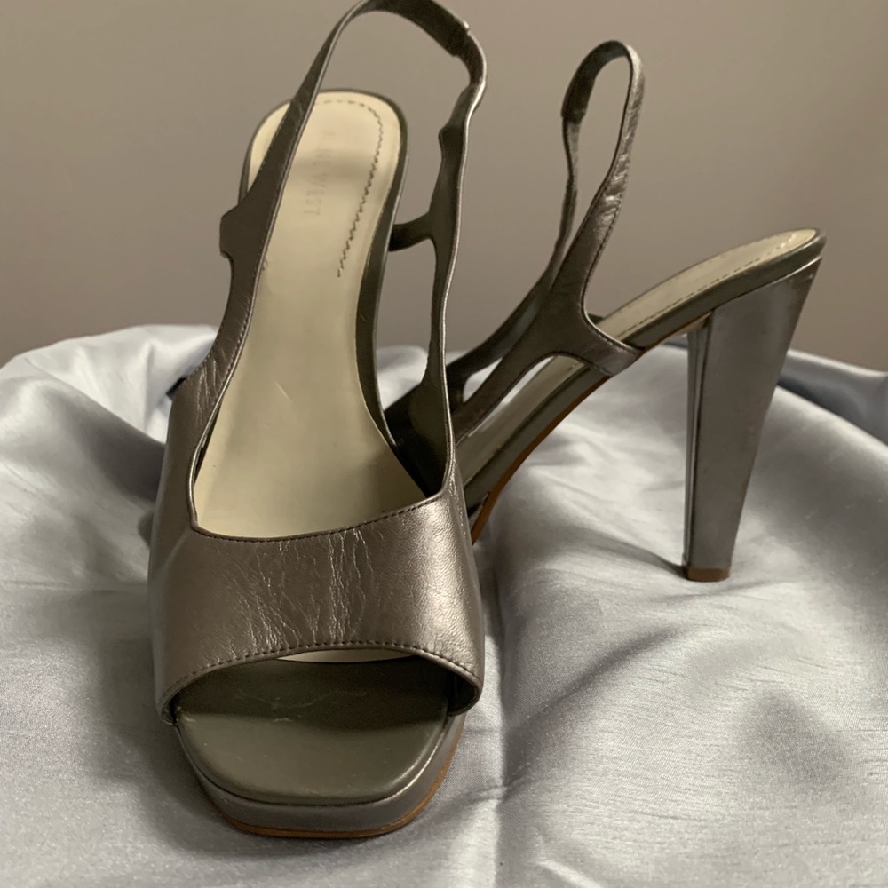 Pewter leather slingback